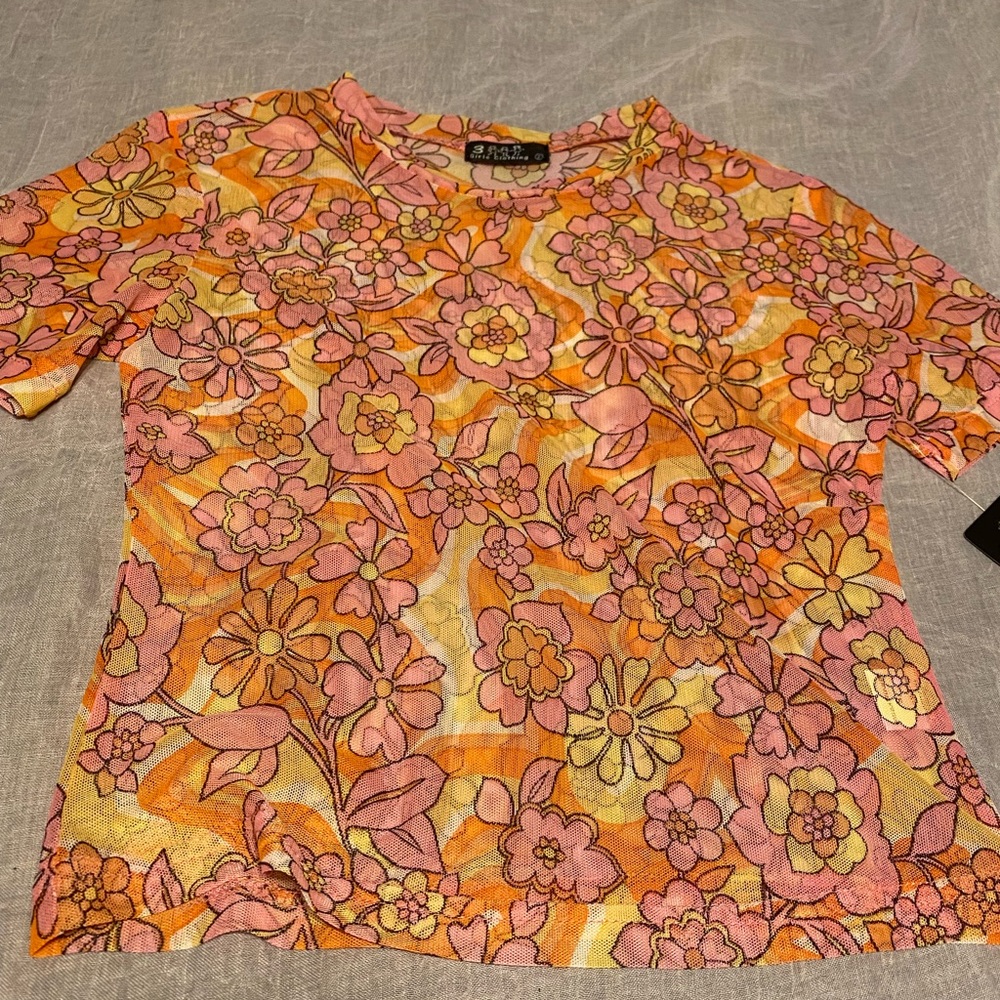 Mesh flower power top